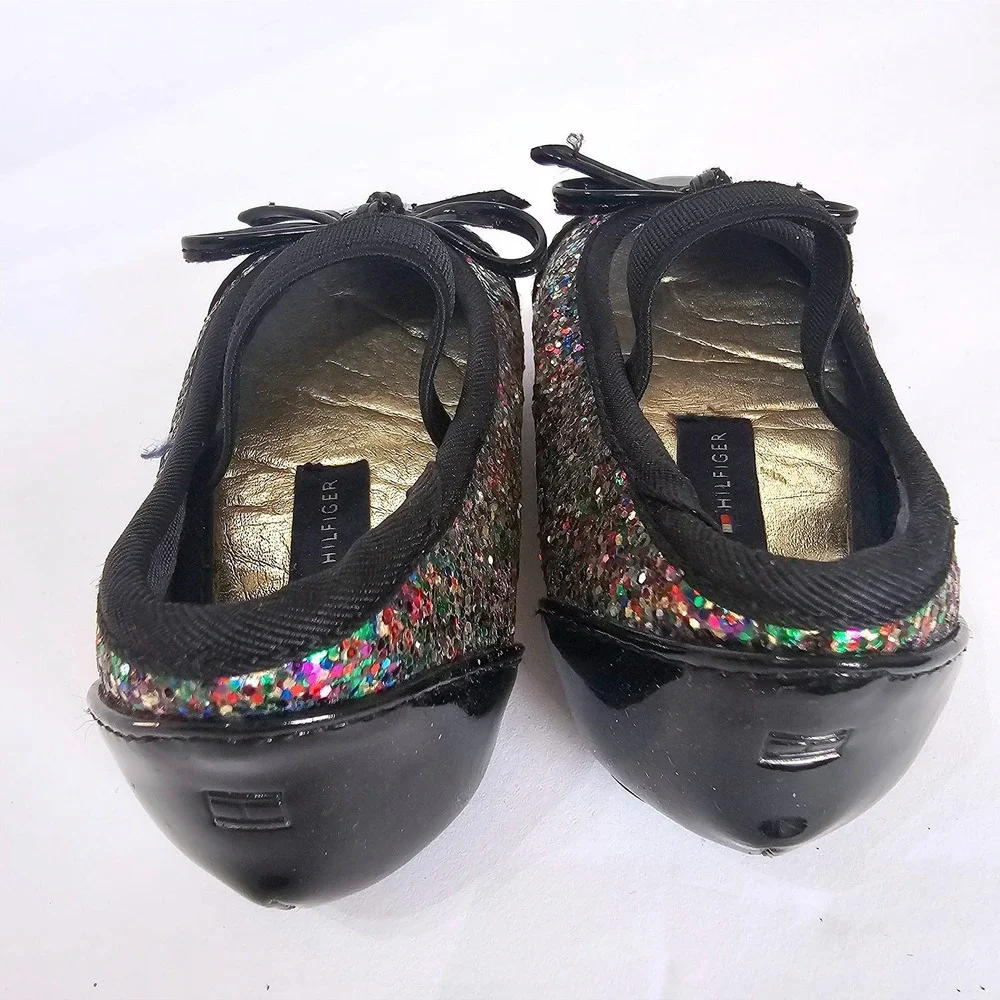 Tommy Hilfiger Kayleigh Chunky‎ Glitter Ballet Flats Black Rainbow Toddler 5